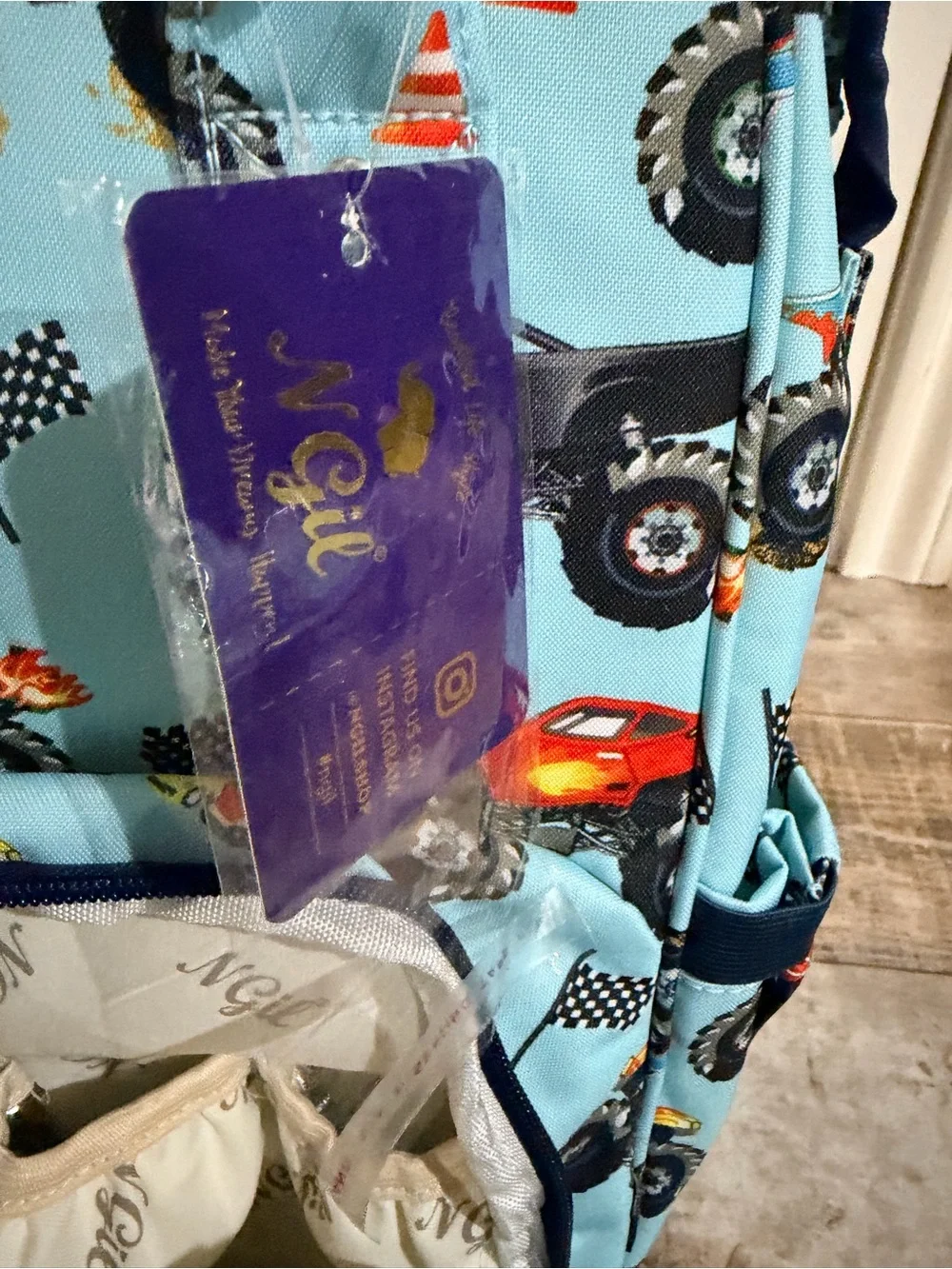 NWT Baby boy truck Large Capacity Diaper Bag Backpack insulated bottle pocket